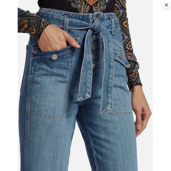 Veronica Beard Rinley Straight Leg High Rise Jeans Ankle lentgh Belted size 25 - Picture 3 of 9